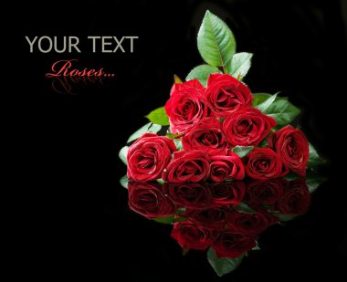 Big Roses Bouquet isolated on black clipart