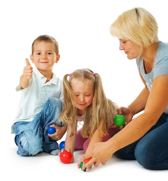 Children playing on the floor.Educational games for kids — Stock Photo, Image