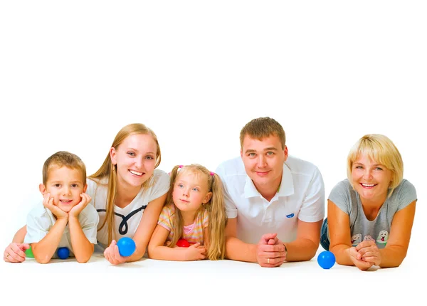Grote en gelukkige familie. ouders met kinderen — Stockfoto
