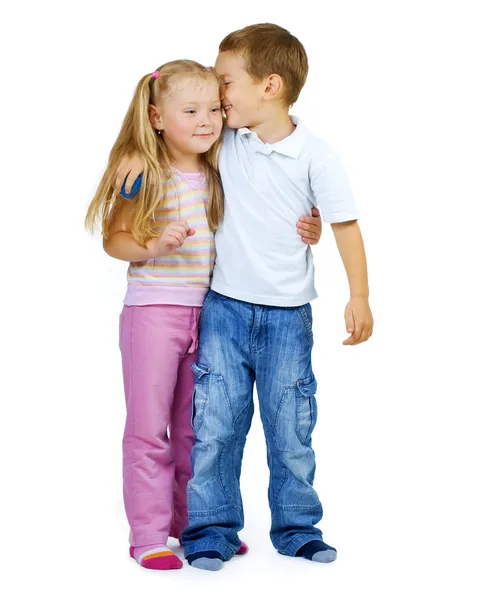 Kids.Little erkek ve kız tam uzunlukta portre — Stok fotoğraf