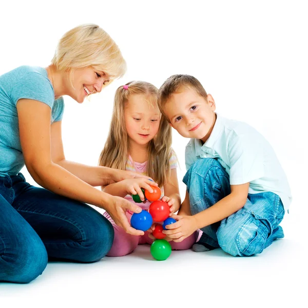 Children playing on the floor. Educational games for kids — Stock Photo, Image