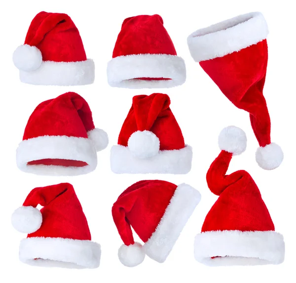 Chapéu de Papai Noel definido sobre branco — Fotografia de Stock