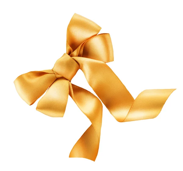 Τόξο. Χρυσή σατέν δώρο τόξο. κορδέλα. απομονωθεί σε λευκό — Φωτογραφία Αρχείου
