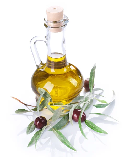 Olivenöl über Weiß — Stockfoto