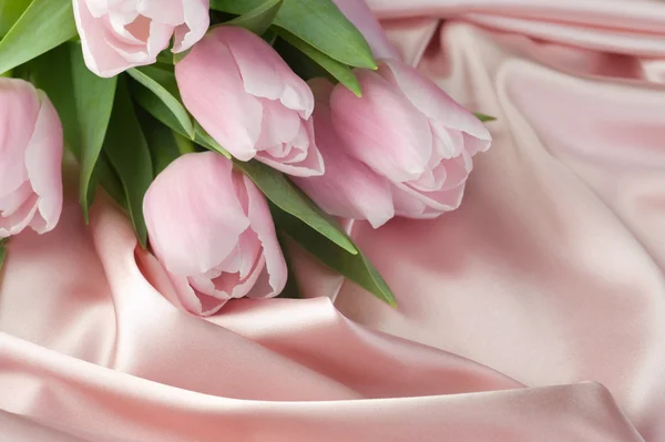 stock image Beautiful Tulips And Silk