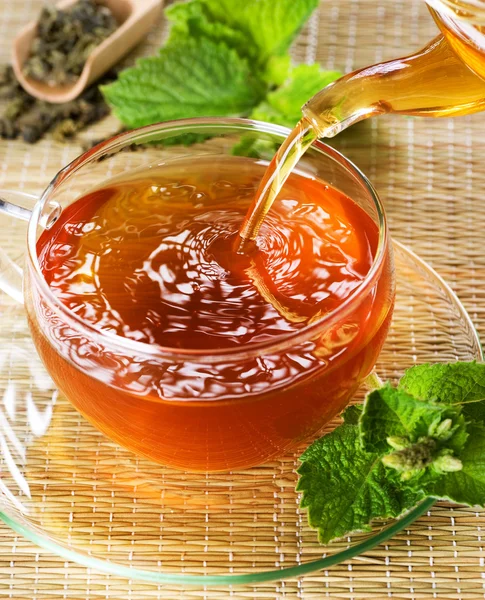 Pouring Healthy Tea — Stock Photo, Image