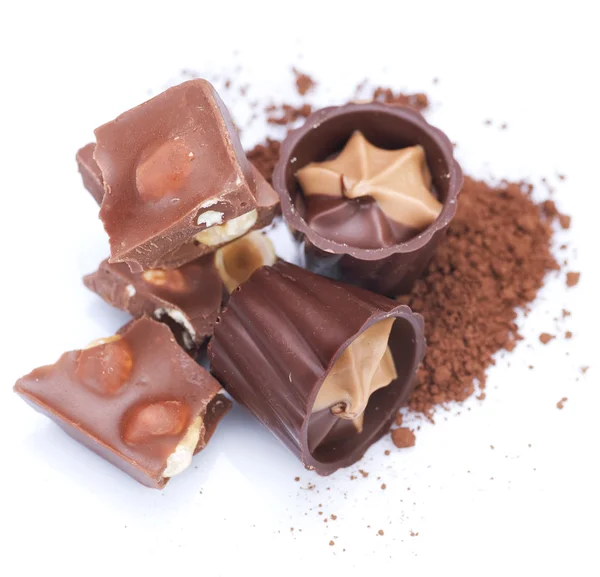 Cioccolato sopra bianco — Foto Stock