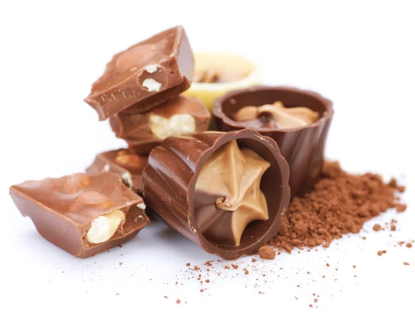 Chocolate sobre branco — Fotografia de Stock