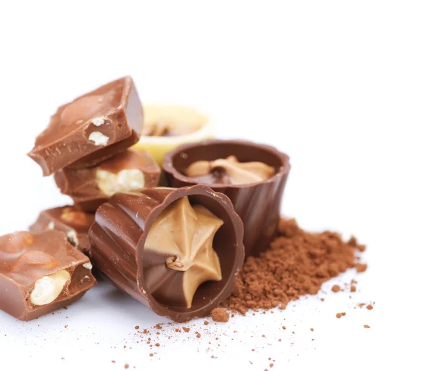 Chocolate sobre blanco — Foto de Stock