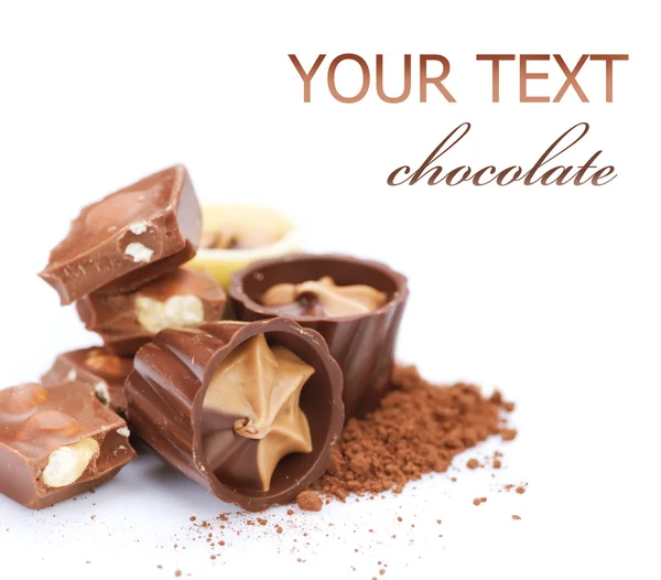 Cioccolato sopra bianco — Foto Stock