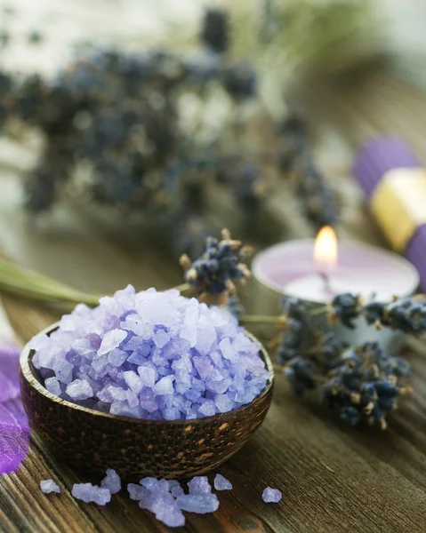 Sea Salt And Lavender. Spa — Stock Photo, Image