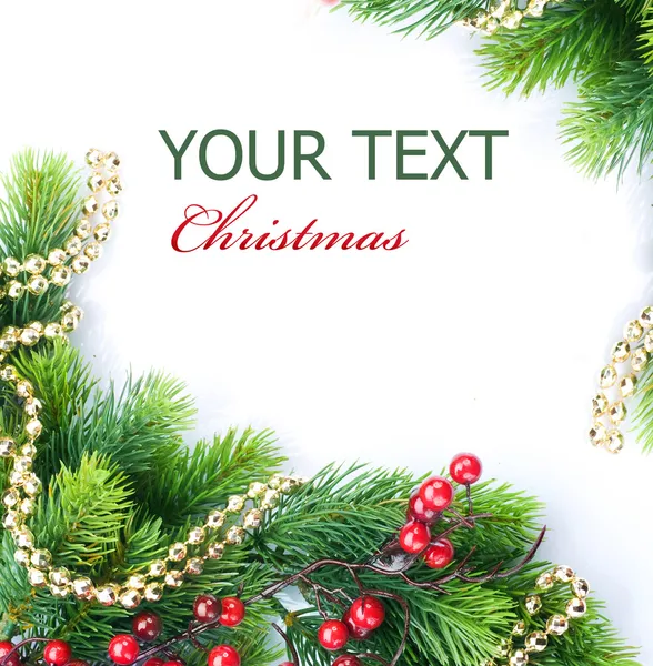 Weihnachtsbaum mit Dekoration. Grenzgestaltung — Stockfoto