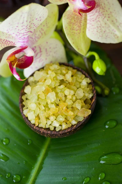 Spa. Scented Sea Salt And Orchid — Stock Photo, Image