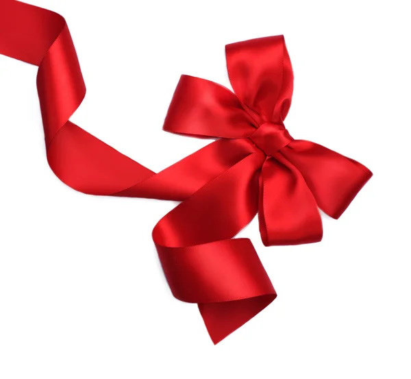 Κόκκινο σατέν δώρο τόξο. κορδέλα. απομονωθεί σε λευκό — Φωτογραφία Αρχείου