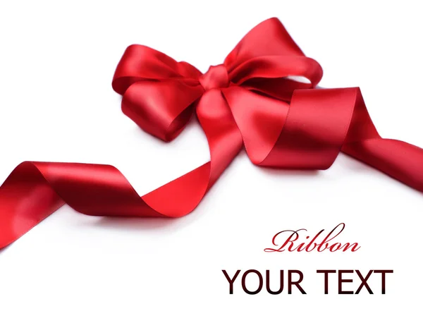 Red satin gift bow. Ribbon. Isolated on white — Stock Photo, Image