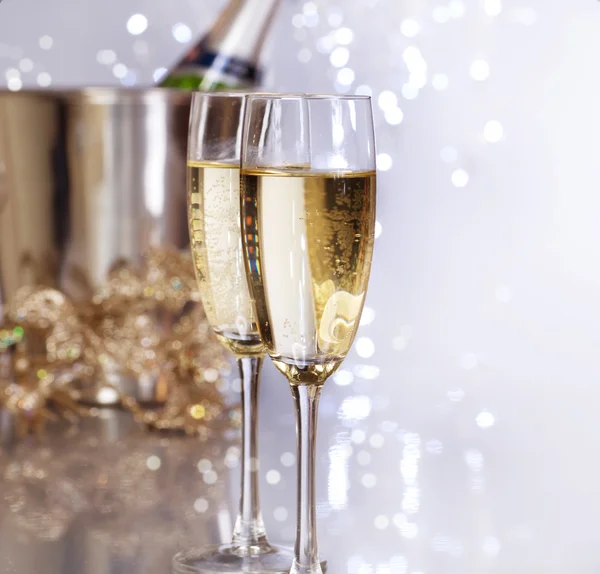 Şampanya. Yeni yıl kutlaması — Stok fotoğraf