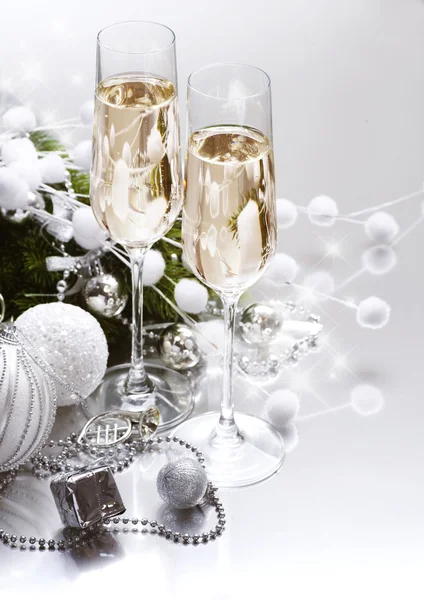 Novoroční karta design s champagne — Stock fotografie