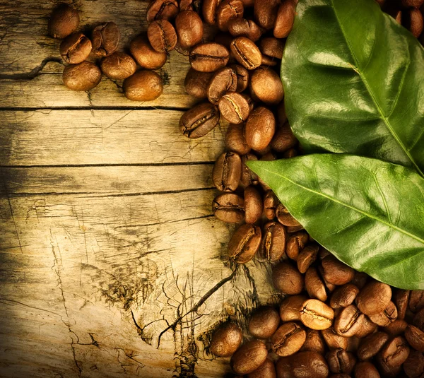 Koffie bonen over hout achtergrond — Stockfoto