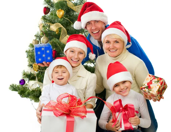 Familia de Navidad aislada en blanco Imagen De Stock