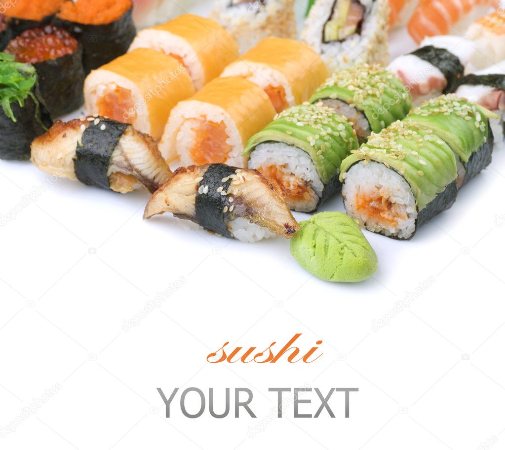 Different Sushi And Rolls Border