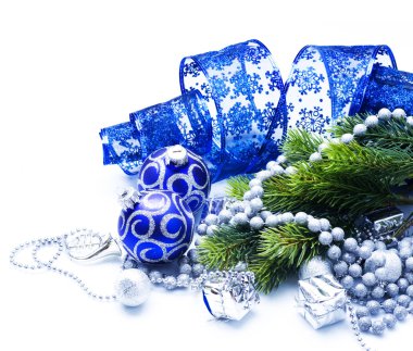 Christmas Decorations over white clipart