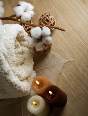 Cotton Towel And Candles clipart