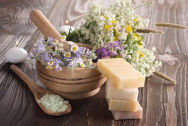 Natural Herbal Spa Products. Handmade Soap clipart