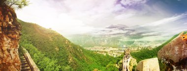 China. Great Wall. Panoramic View clipart