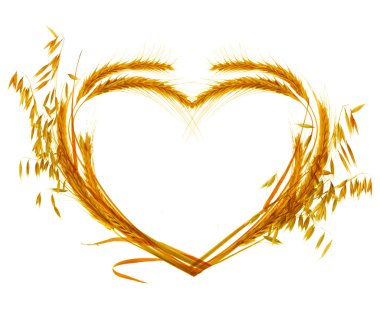 Wheat Heart Design Over White clipart