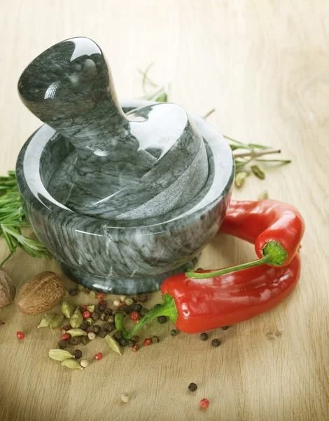 Mortar And Spices — Stock Photo, Image