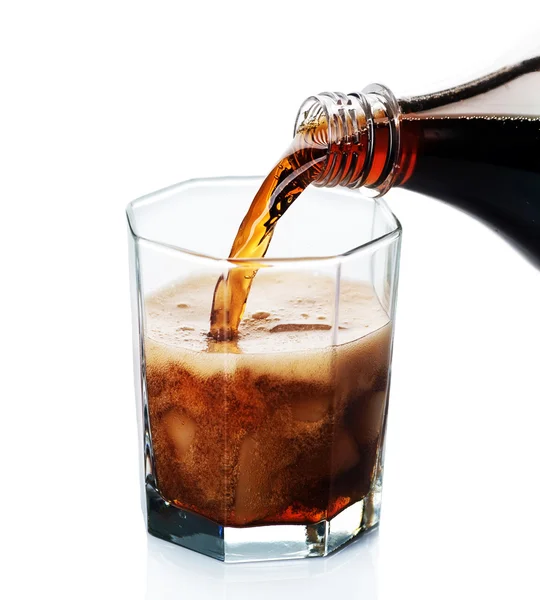 Pouring Cola Isolated On White — Stock Photo, Image