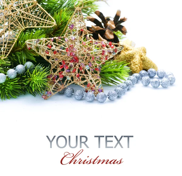 Vánoční dekorace hranice designu izolované na bílém — Stock fotografie