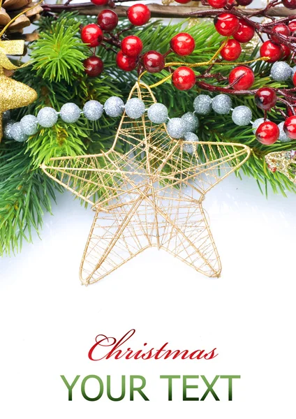 Kerstmis decoratie grens ontwerpen geïsoleerd op wit — Stockfoto