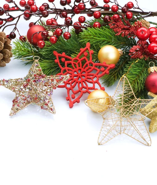 Jul dekorationer gränsen isolerad på vit — Stockfoto