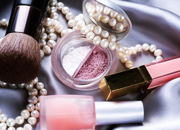 Make-up Hintergrund. Make-up Zubehör — Stockfoto