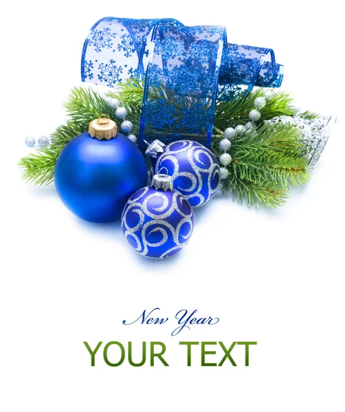 Nový rok a Vánoční dekorace nad bílá — Stock fotografie