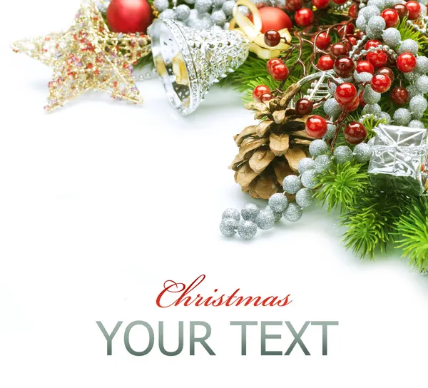 크리스마스 장식 테두리 디자인. 흰색 절연 — 스톡 사진