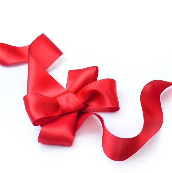 Kırmızı saten hediye yay. Şerit. beyaz izole — Stok fotoğraf