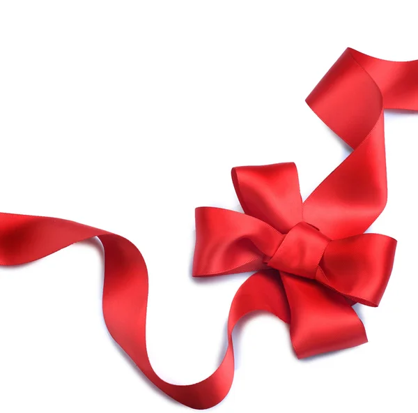 Kırmızı saten hediye yay. Şerit. beyaz izole — Stok fotoğraf