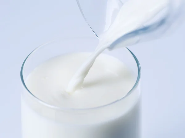 Lití zdravého čerstvého mléka — Stock fotografie