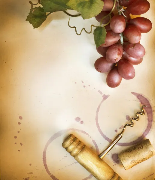 葡萄酒边框设计在复古纸背景 — 图库照片