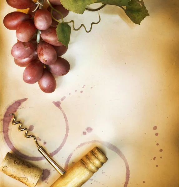 ヴィンテージ紙の背景の上のワインのボーダー設計 — ストック写真
