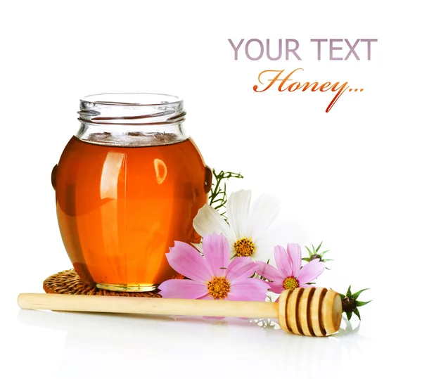 Βάζο μέλι πάνω από λευκό — Φωτογραφία Αρχείου