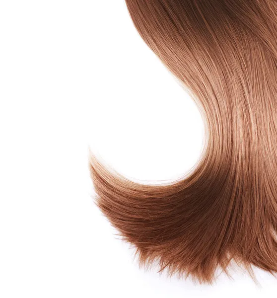 Zdrowe włosy brązowe na białym tle — Zdjęcie stockowe