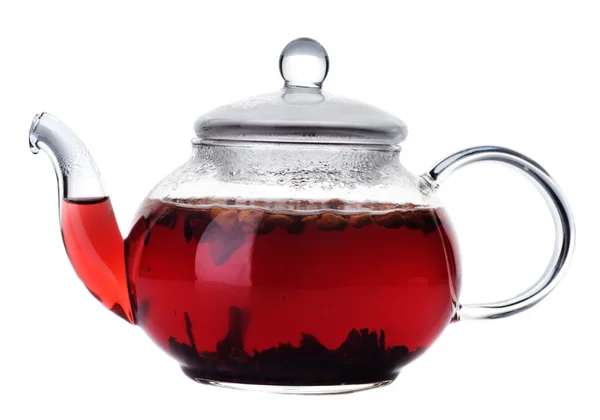 Zdrowe owocowe herbaty w garnku szkła — Zdjęcie stockowe