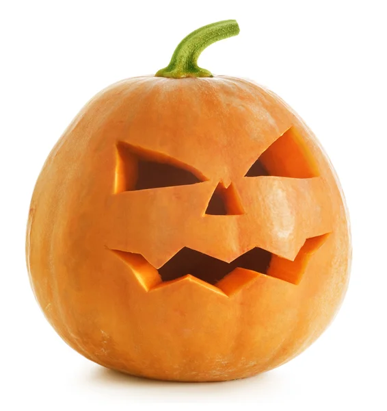 Halloween-Kürbis. angsteinflößend Jack o 'lattern isoliert auf weiß — Stockfoto