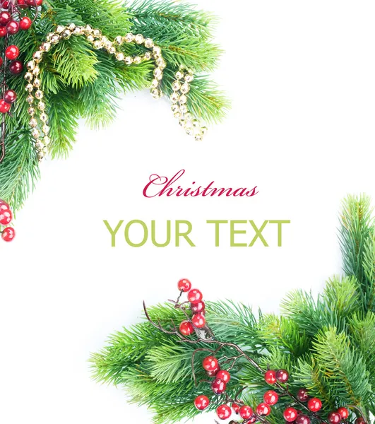 Weihnachtsbaum mit Dekoration. Grenzgestaltung — Stockfoto