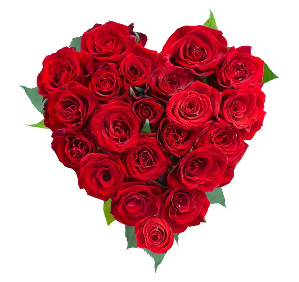 Rosa flores coração sobre branco. O Valentine. Amor. — Fotografia de Stock