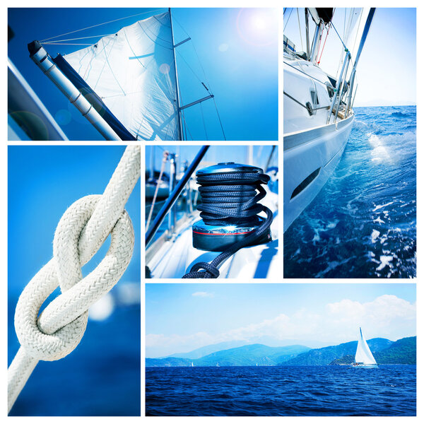 Yacht collage.Sailboat.Yachting concept