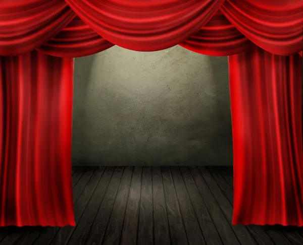 Theaterbühne mit rotem Vorhang — Stockfoto